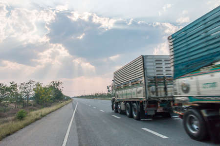Truck driven on the roadの写真素材