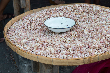 Garlic in marketの写真素材