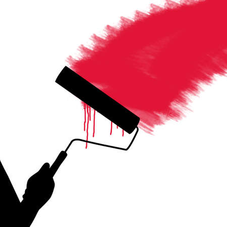 Hand with roller paint,illustrationの写真素材