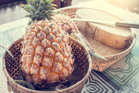 pineapple in basket
