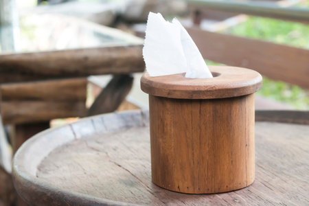 Tissue box on tableの写真素材