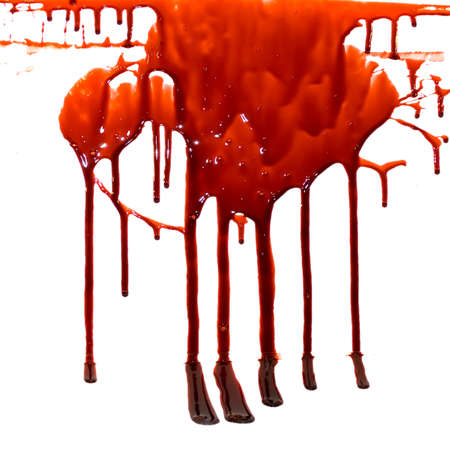 blood splatter isolated on white backgroundの写真素材