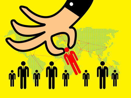 recruitment concept, man choosing worker