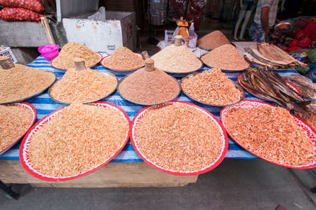 Dried Shrimp at market for saleの写真素材