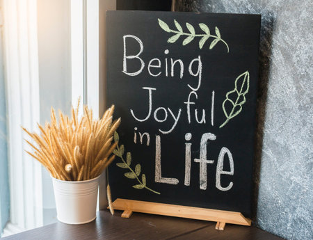 Coffee corner on the table.Interior of an empty coffee shopの写真素材