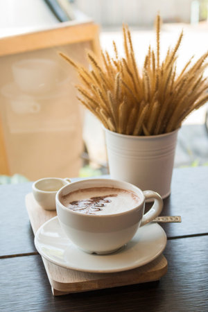 Delicious hot chocolate in cafe,food backgroundの写真素材