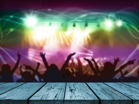Festive wooden background with  dance party