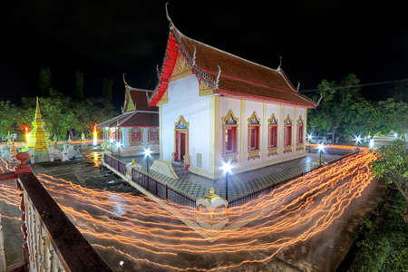 Magha Puja Day, Important day in buddha religion at Buddhist in Thailandの写真素材