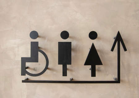 Toilet icon on concrete backgroundの写真素材
