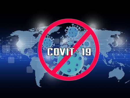 Coronavirus COVIT-19. Deadly type of virus 2019-nCoV. Outbreak, Travel Alert conceptの写真素材