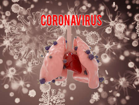 Viruses cell microbiology inflected in lugs,coronavirus conceptの写真素材