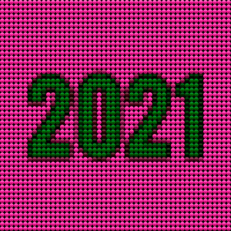 Happy New Year 2021 circle art typography.の写真素材