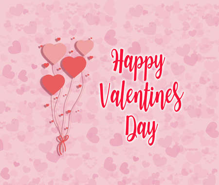 Happy valentine day on cute Heart  balloon on heart backgroundの写真素材