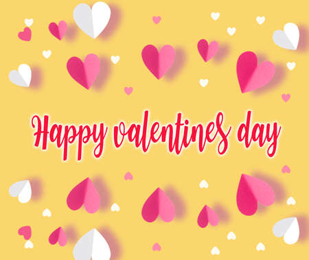 Happy valentine day on cute Heart  Pink and white Background,Lovely and Valentines day concept,の写真素材