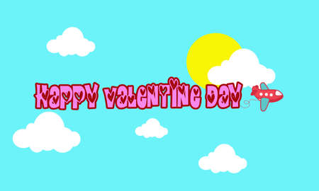 Happy valentine day card with blue skyの写真素材