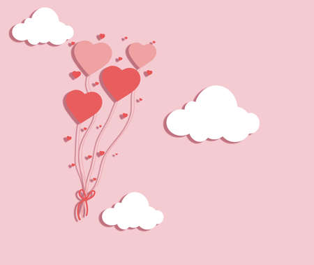 Valentines red heart balloons illustration poster designの写真素材