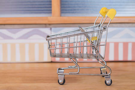 shopping cart on tableの写真素材