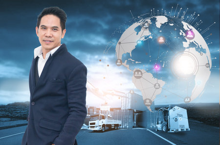 wholesale, logistic, business, export and people conceptの写真素材