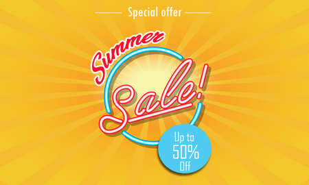 Composition of Summer sale with sun flare on bright background for your advertisement.の写真素材