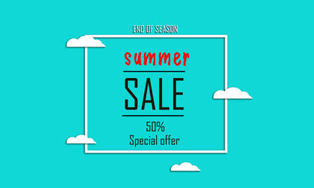 summer sale banner on blue backgroundの写真素材