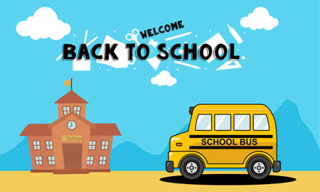 School bus  rides to school back to school. Back to schoolの写真素材