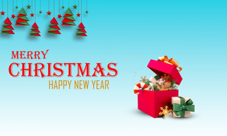 Christmas Winter Festive Elements Christmas Background Decorative Design Objects, Gift Boxes,Illustrationの写真素材