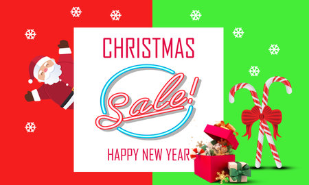 Christmas and New Year Sale. Realistic 3d design  Gift boxes, shoppingの写真素材