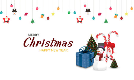 christmas and christmas new year background winter holiday composition, greeting card, banner, posterの写真素材