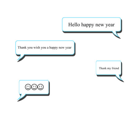 Happy New Year in messenger on white background