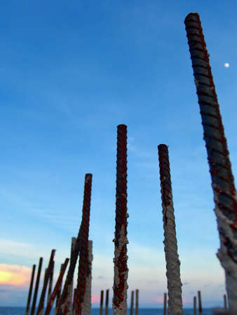 Steel rods and sky as backgroundの素材