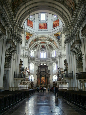 Salzburg Cathedral interior, decorated with white marble in Barque styleの素材