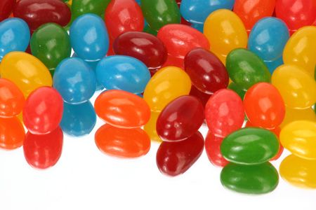 reflection of jelly beans horizontallyの写真素材