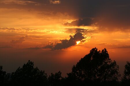colorful sunset in horizontal formatの写真素材