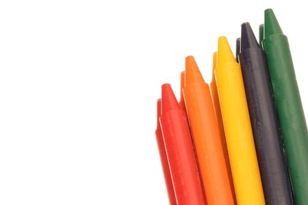 red, orange, yellow, blue,  green, crayonsの写真素材