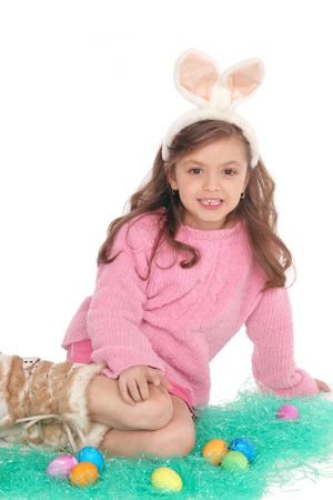 with her large ears she makes a Cute Easter Bunnyの写真素材