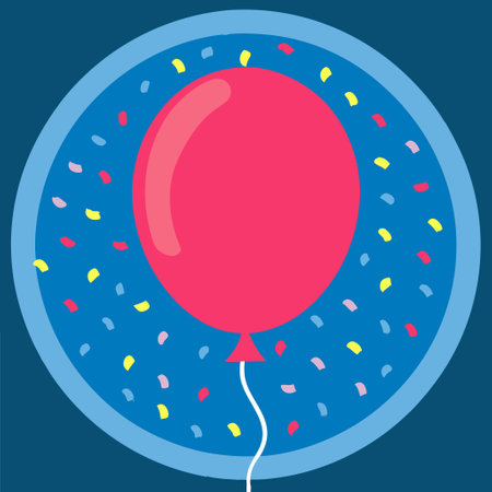 Pink Balloon Confetti Circle Vector - Celebration Frame Designのイラスト素材