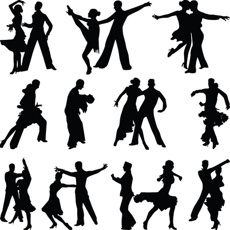 dance people silhouette vectorのイラスト素材