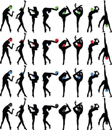 rhythmic gymnastics with ballのイラスト素材