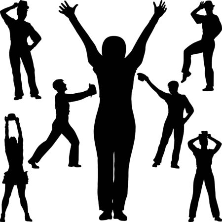dance people silhouette vectorのイラスト素材