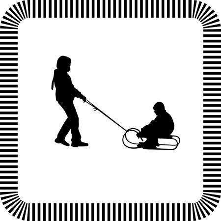 sleddingのイラスト素材