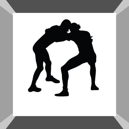 wrestling silhouette vectorのイラスト素材