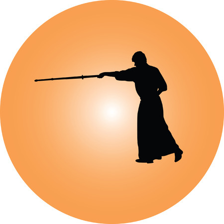 kendo japanese sport silhouette vectorのイラスト素材