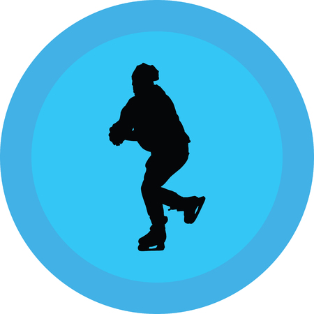 An ice skate silhouette on a white background.のイラスト素材