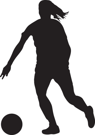girl soccer player silhouetteのイラスト素材