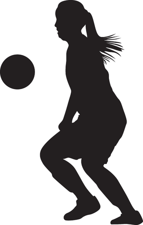 girl soccer player silhouetteのイラスト素材