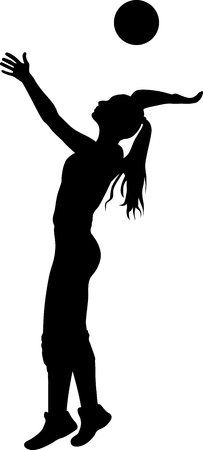 girl plays volleyball silhouette vectorのイラスト素材