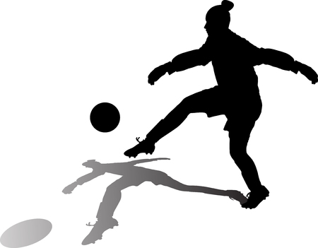 soccer goalkeeper girl hits the ball. football goalkeeper woman silhouette vectorのイラスト素材