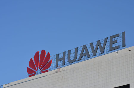 BELGRADE, SERBIA - JUN 16, 2019: Huawei logo on their office for Serbia in Belgrade.