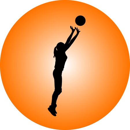 volleyball girl player. women group play volleyballのイラスト素材