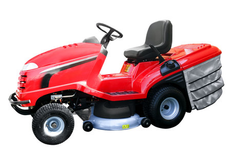 red lawnmower isolatedの写真素材